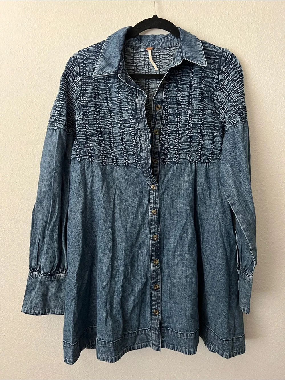 Women’s Free People Denim Find Me Now Long Sleeve Mini Dress Size Small